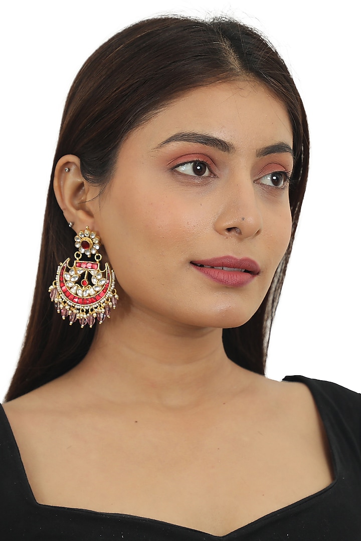 Gold Plated Red & Sea Green Jadtar Choker Necklace Set by Riana Jewellery at Pernia's Pop Up Shop
