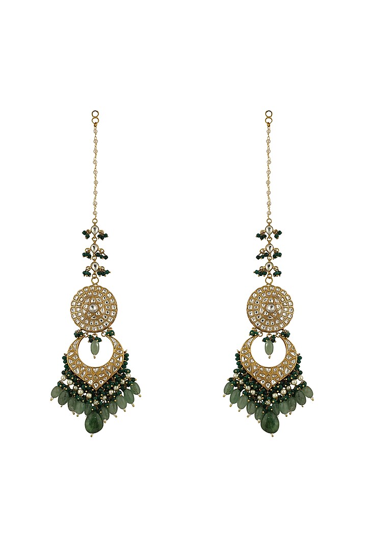 Gold Plated Beaded Long Earrings by Riana Jewellery at Pernia's Pop Up Shop