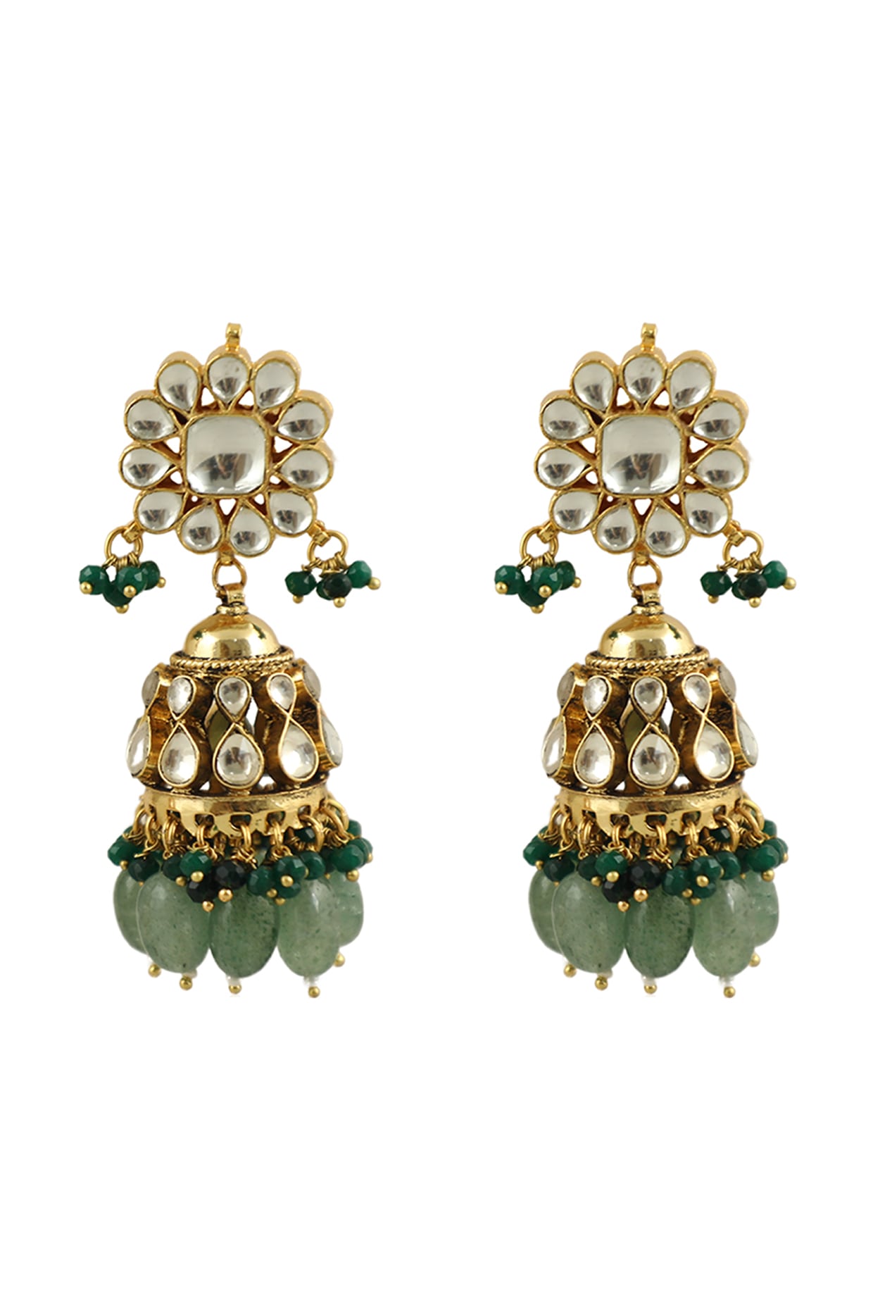 The Sanjh Silver Minakari Jhumka(Green) — KO Jewellery