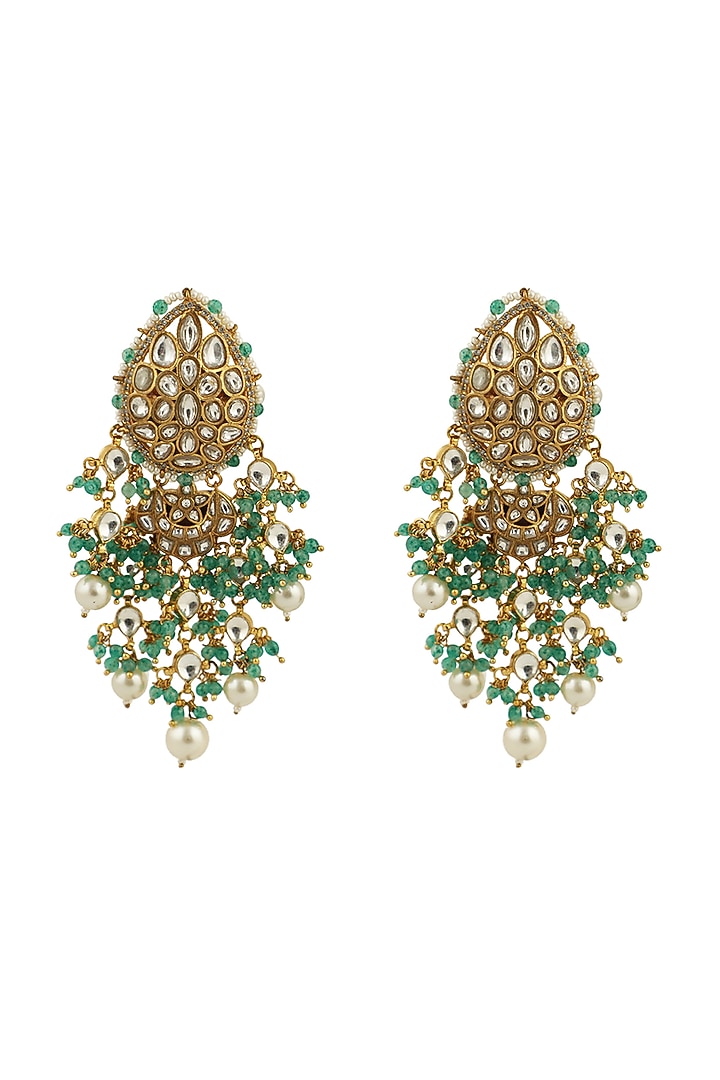Gold Plated Pearl Dangler Earrings by Riana Jewellery at Pernia's Pop Up Shop