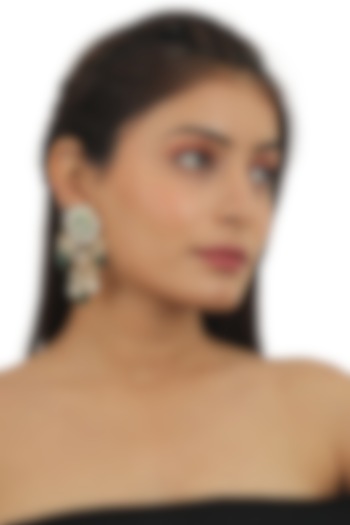 Gold Plated Pearl & Beaded Meenakari Dangler Earrings by Riana Jewellery at Pernia's Pop Up Shop