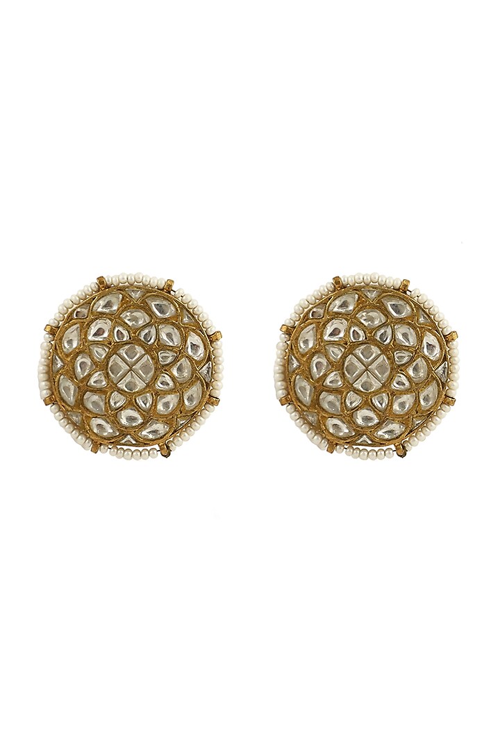 Gold Plated Jadtar Stud Earrings by Riana Jewellery at Pernia's Pop Up Shop