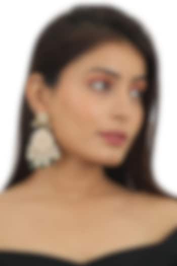 Gold Plated Stone & Green Beaded Dangler Earrings by Riana Jewellery at Pernia's Pop Up Shop