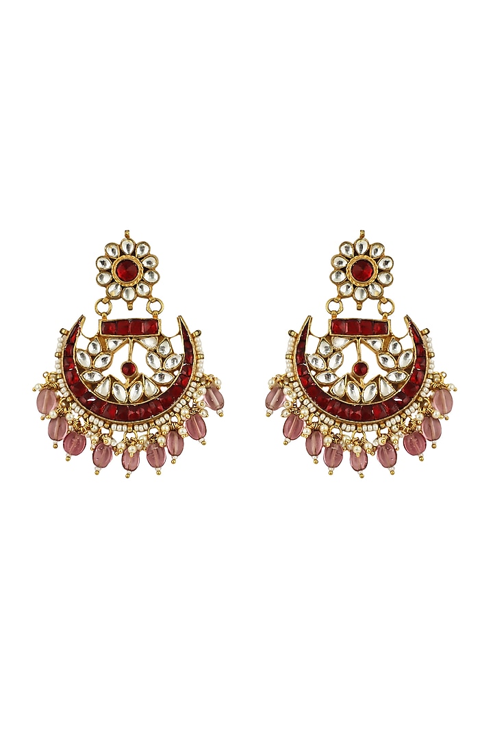 Gold Plated Meenakari Dangler Earrings by Riana Jewellery at Pernia's Pop Up Shop