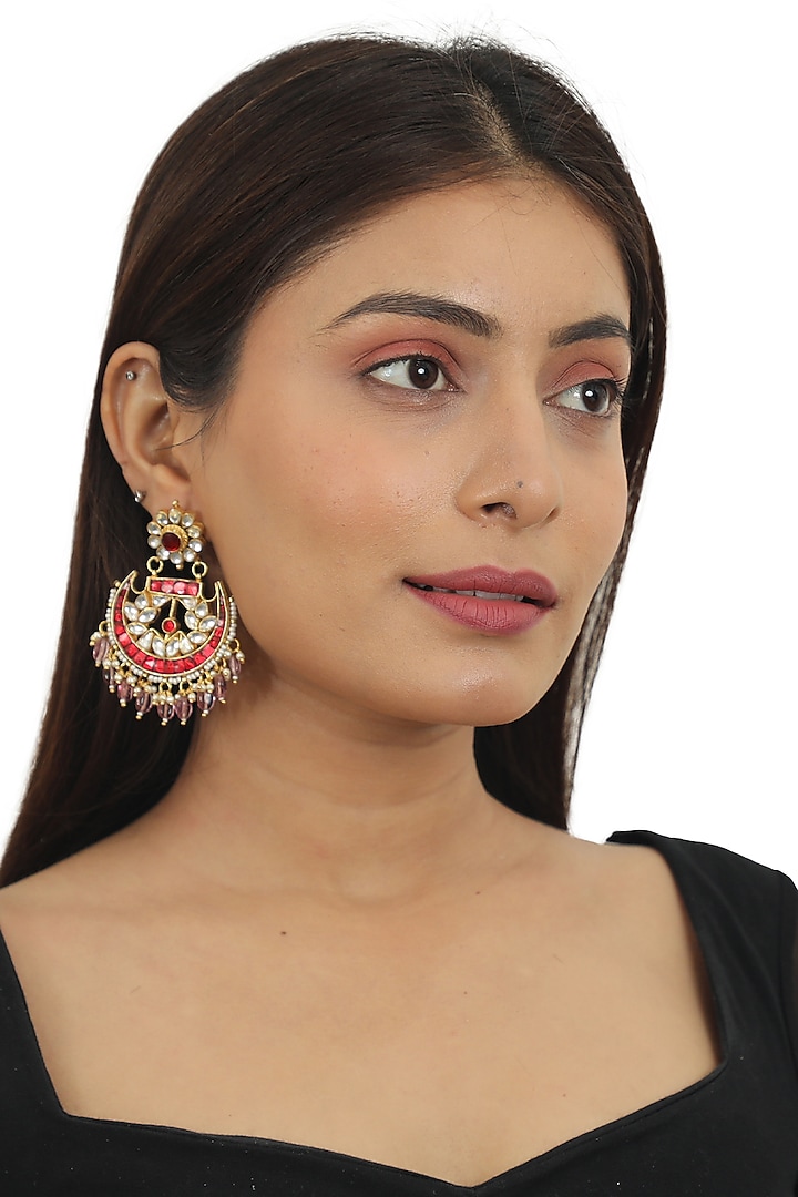 Gold Plated Meenakari Dangler Earrings by Riana Jewellery at Pernia's Pop Up Shop
