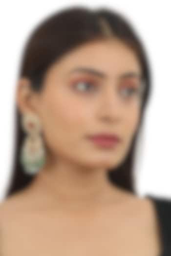 Gold Plated White & Pink Stone Jhumka Earrings by Riana Jewellery at Pernia's Pop Up Shop