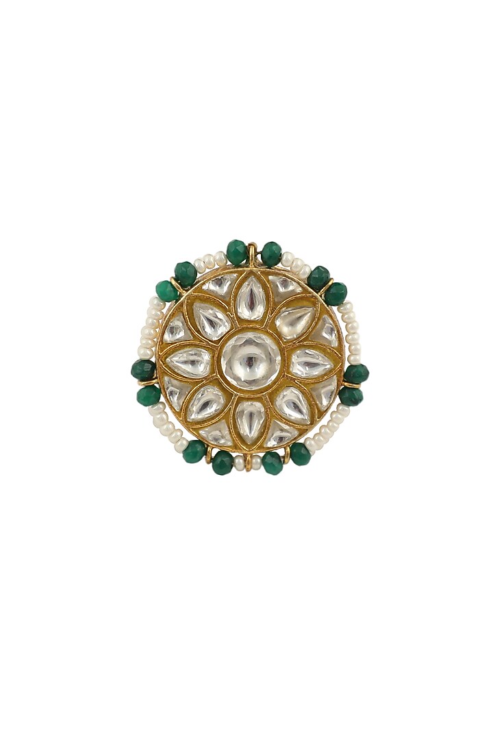 Gold Plated Jadau Ring by Riana Jewellery at Pernia's Pop Up Shop