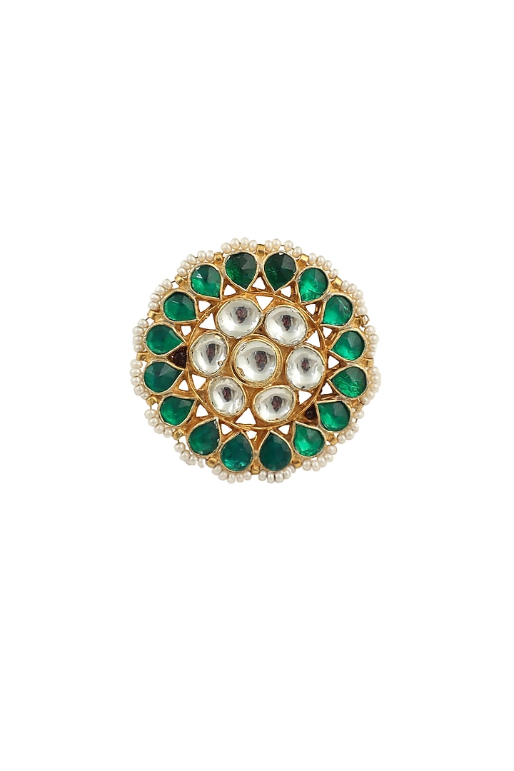 Gold Plated Jadtar Stones Ring by Riana Jewellery at Pernia's Pop Up Shop