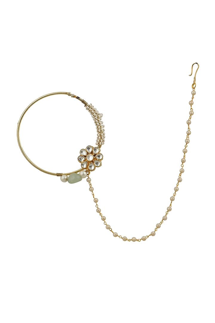 Gold Plated Pearls Nose Ring by Riana Jewellery at Pernia's Pop Up Shop