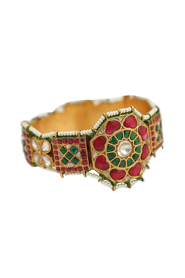Gold Plated Meenakari Kada by Riana Jewellery at Pernia's Pop Up Shop