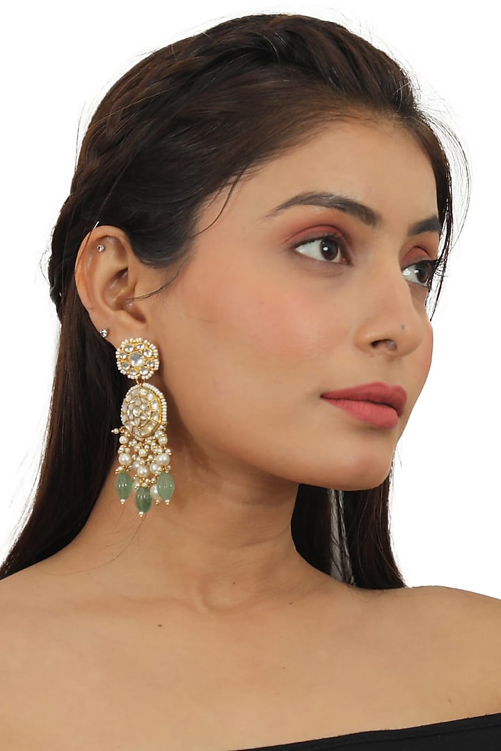 Gold Plated Jadtar Stones Necklace Set by Riana Jewellery at Pernia's Pop Up Shop