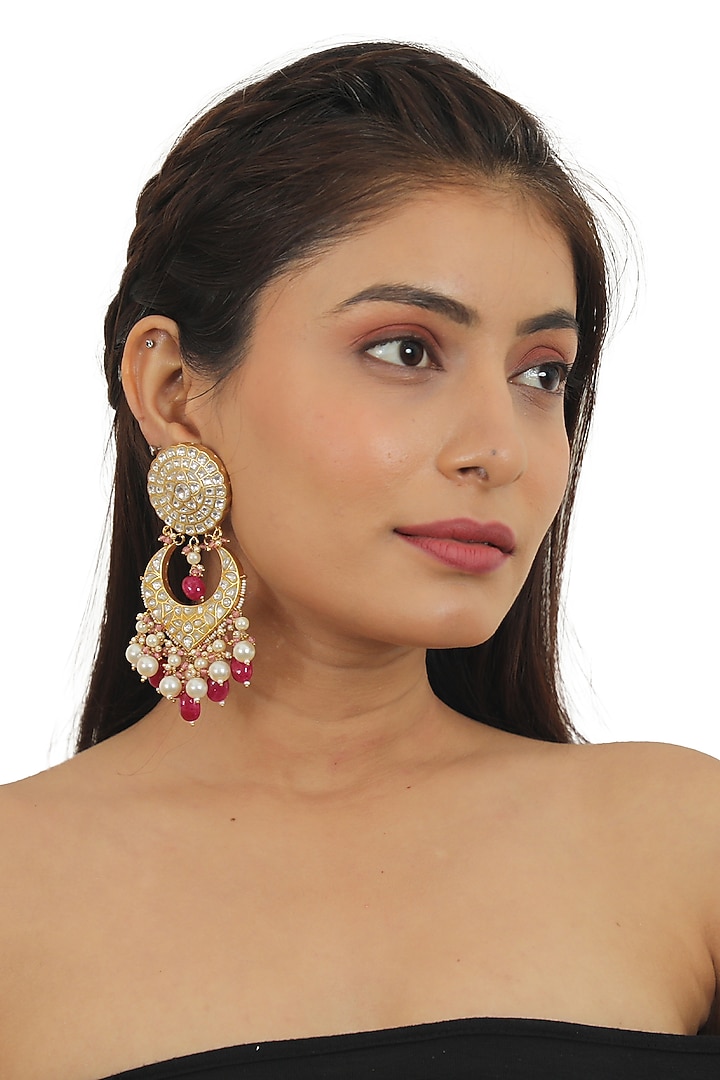 Gold Plated Jadtar Stone & Beads Necklace Set by Riana Jewellery at Pernia's Pop Up Shop