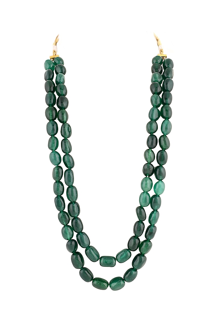 Green Emerald Beaded Layered Mala by Riana Jewellery at Pernia's Pop Up Shop