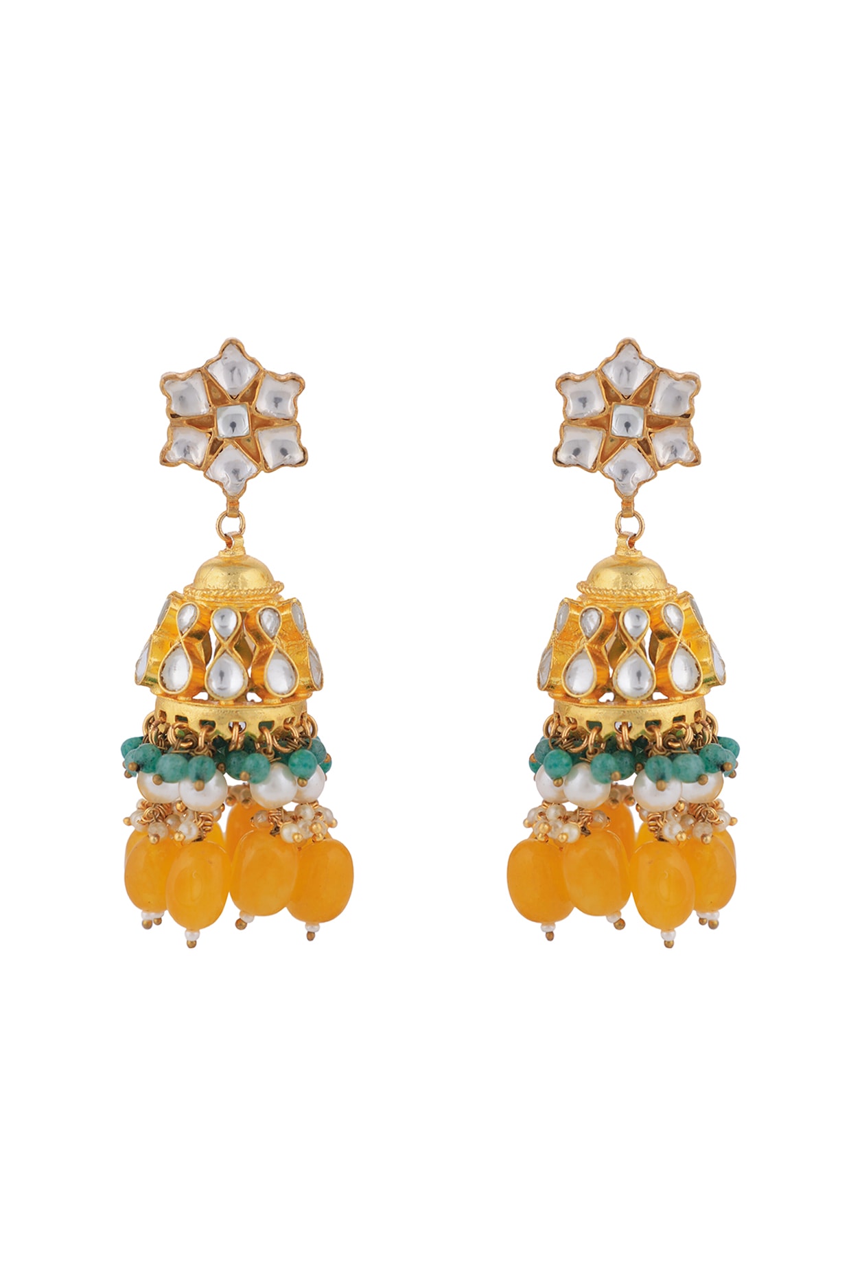 Crunchy Fashion Bollywood Style Traditional Indian Oxidised Silver Jewelry Jhumki  Jhumka Earrings for Women/Girls (Gold-MultiColor) - Walmart.com