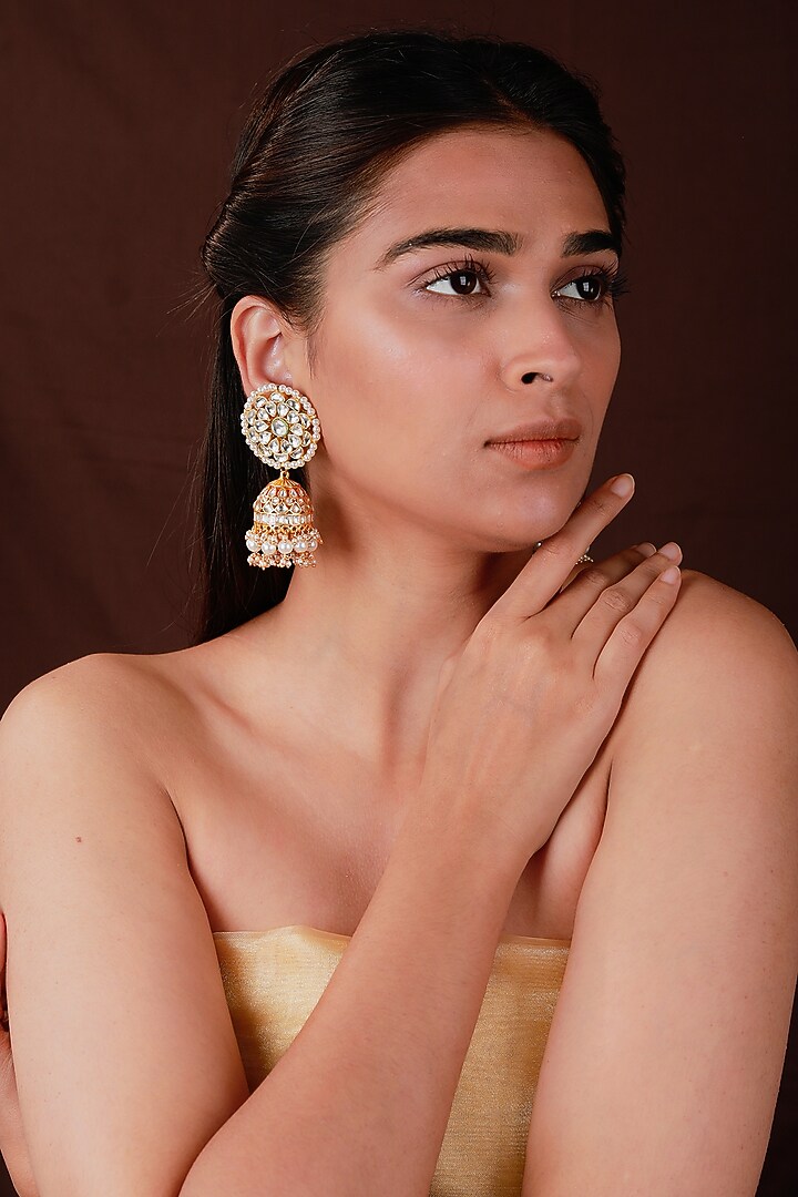 Gold Plated Jadtar Stone & Glass Beaded Necklace Set by Riana Jewellery at Pernia's Pop Up Shop
