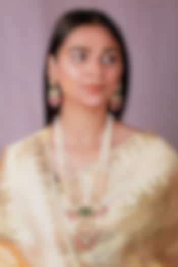 Gold Plated Mint Green Jadtar Beaded Rajwadi Necklace Set by Riana Jewellery at Pernia's Pop Up Shop