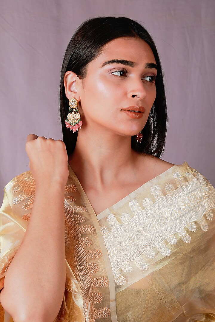 Gold Plated Pearl & Beaded Long Necklace Set by Riana Jewellery at Pernia's Pop Up Shop
