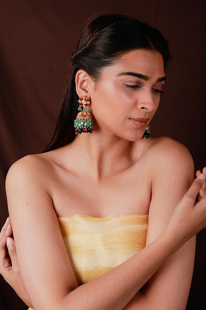 Gold Plated Pearl & Beaded Necklace Set by Riana Jewellery at Pernia's Pop Up Shop