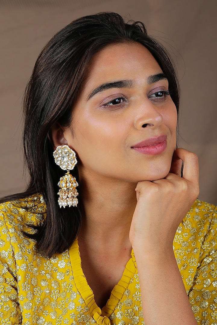 Gold Plated Pearl & Beaded Choker Necklace Set by Riana Jewellery at Pernia's Pop Up Shop