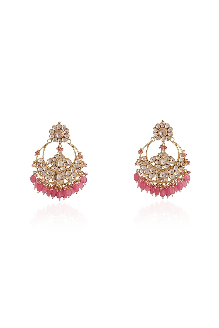 Gold Plated Pearl & Beaded Chandbali Earrings by Riana Jewellery at Pernia's Pop Up Shop