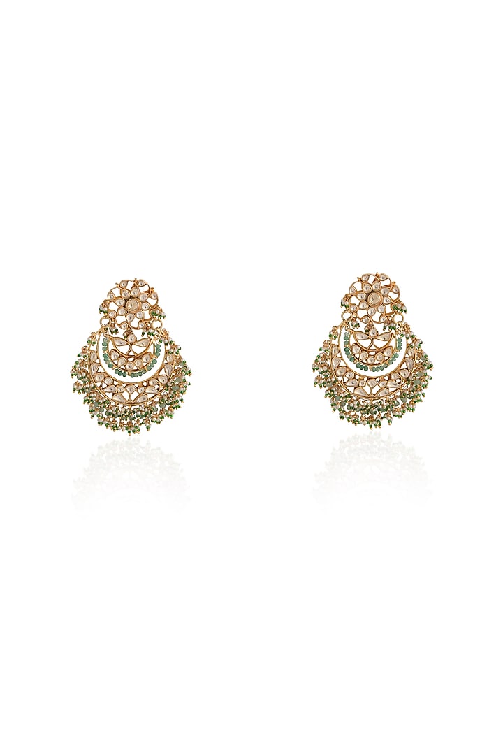 Gold Plated Pearl & Beaded Chandbali Earrings by Riana Jewellery at Pernia's Pop Up Shop