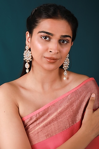 Gold Plated Pearl & Beaded Dangler Earrings by Riana Jewellery