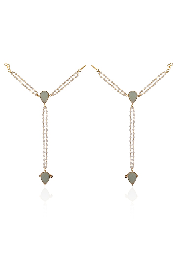 Gold Plated Pearl & Beaded Hathphool by Riana Jewellery at Pernia's Pop Up Shop