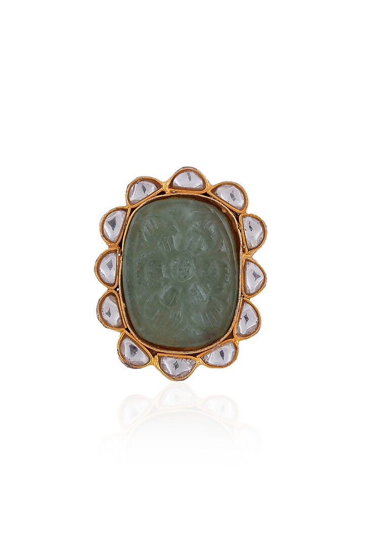 Gold Plated Pearl & Beaded Ring by Riana Jewellery at Pernia's Pop Up Shop