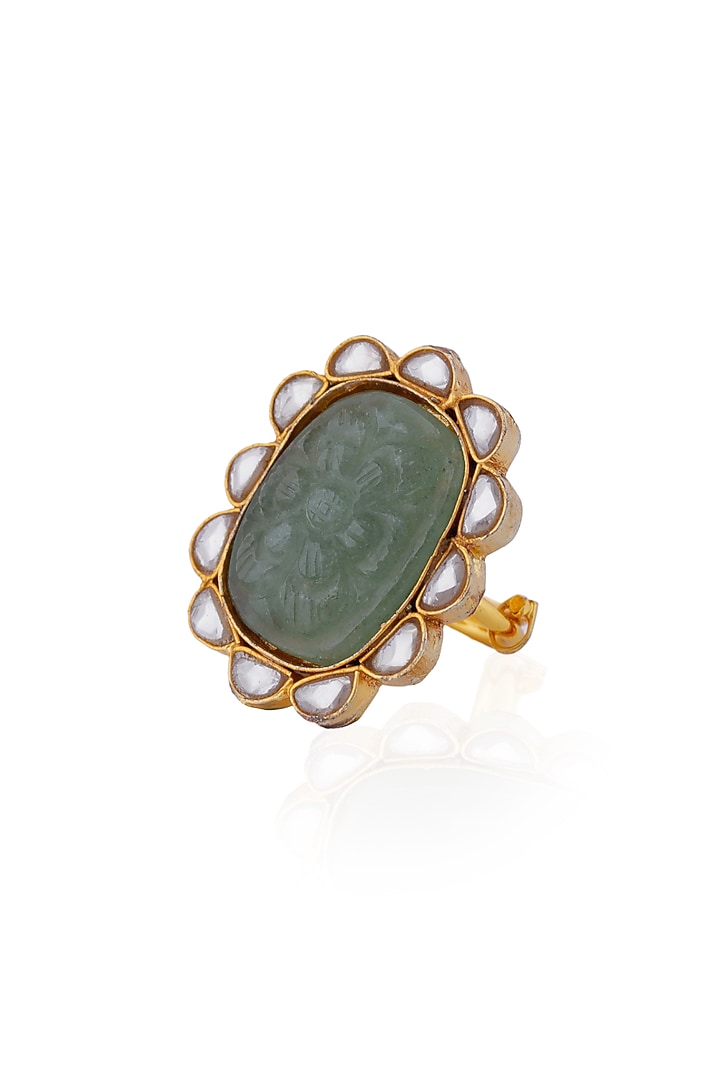 Gold Plated Pearl & Beaded Ring by Riana Jewellery at Pernia's Pop Up Shop