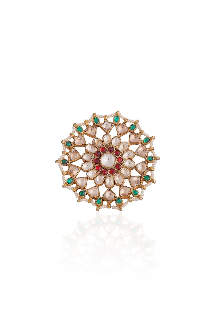 Gold Plated Pearl & Beaded Ring by Riana Jewellery at Pernia's Pop Up Shop