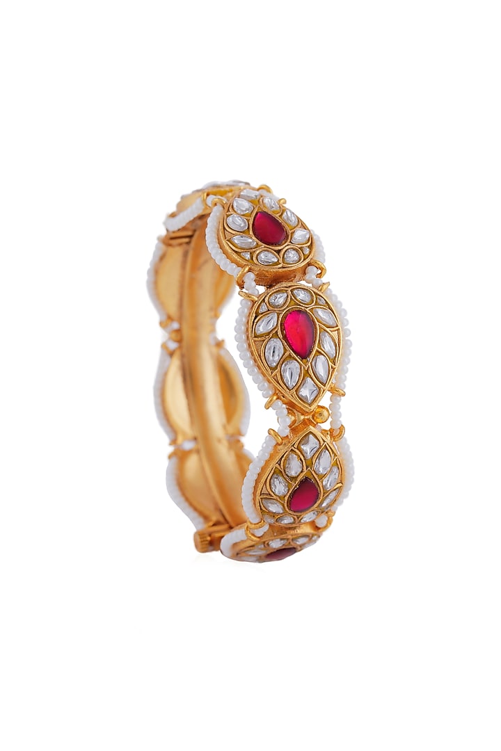 Gold Plated Pearl & Beaded Bangle by Riana Jewellery at Pernia's Pop Up Shop
