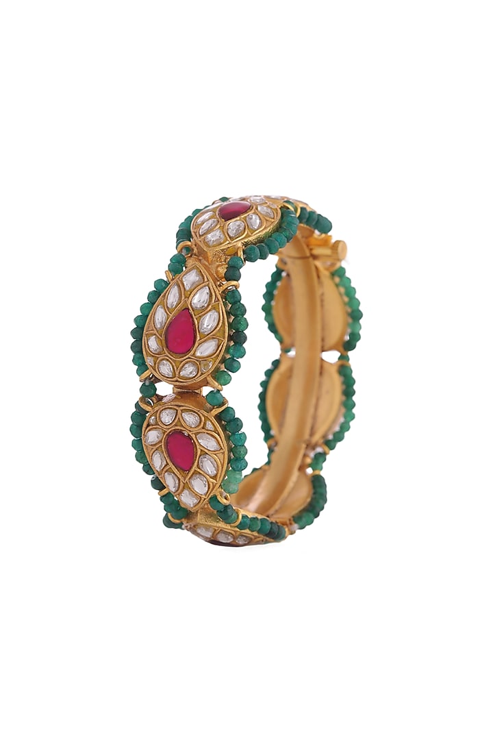 Gold Plated Pearl & Beaded Bangle by Riana Jewellery at Pernia's Pop Up Shop