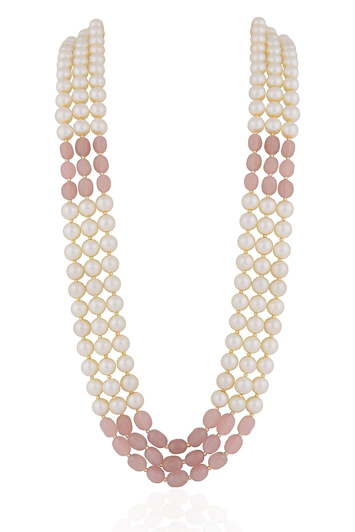 Gold Plated Pearl & Beaded Mala by Riana Jewellery at Pernia's Pop Up Shop