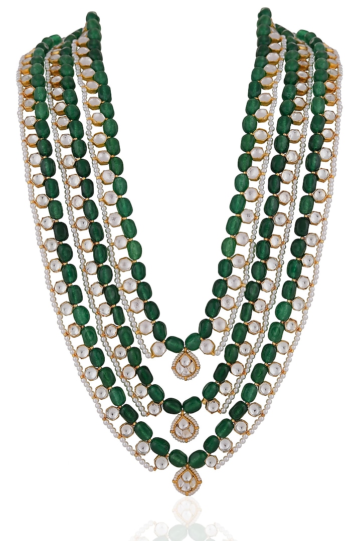 Gold Plated Pearl & Beaded Mala by Riana Jewellery at Pernia's Pop Up Shop