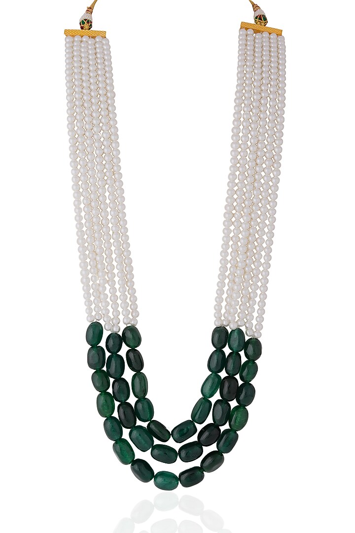 Gold Plated Pearl & Beaded Mala by Riana Jewellery at Pernia's Pop Up Shop