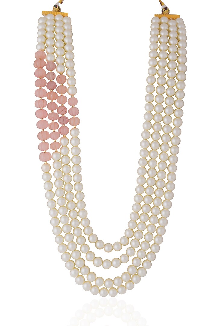 Gold Plated Pearl & Beaded Mala by Riana Jewellery at Pernia's Pop Up Shop