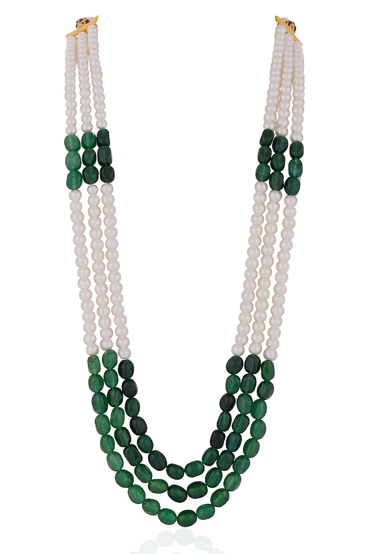 Gold Plated Pearl & Beaded Mala by Riana Jewellery at Pernia's Pop Up Shop