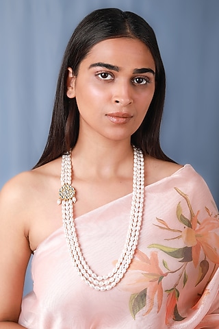 Gold Plated Pearl & Beaded Mala by Riana Jewellery