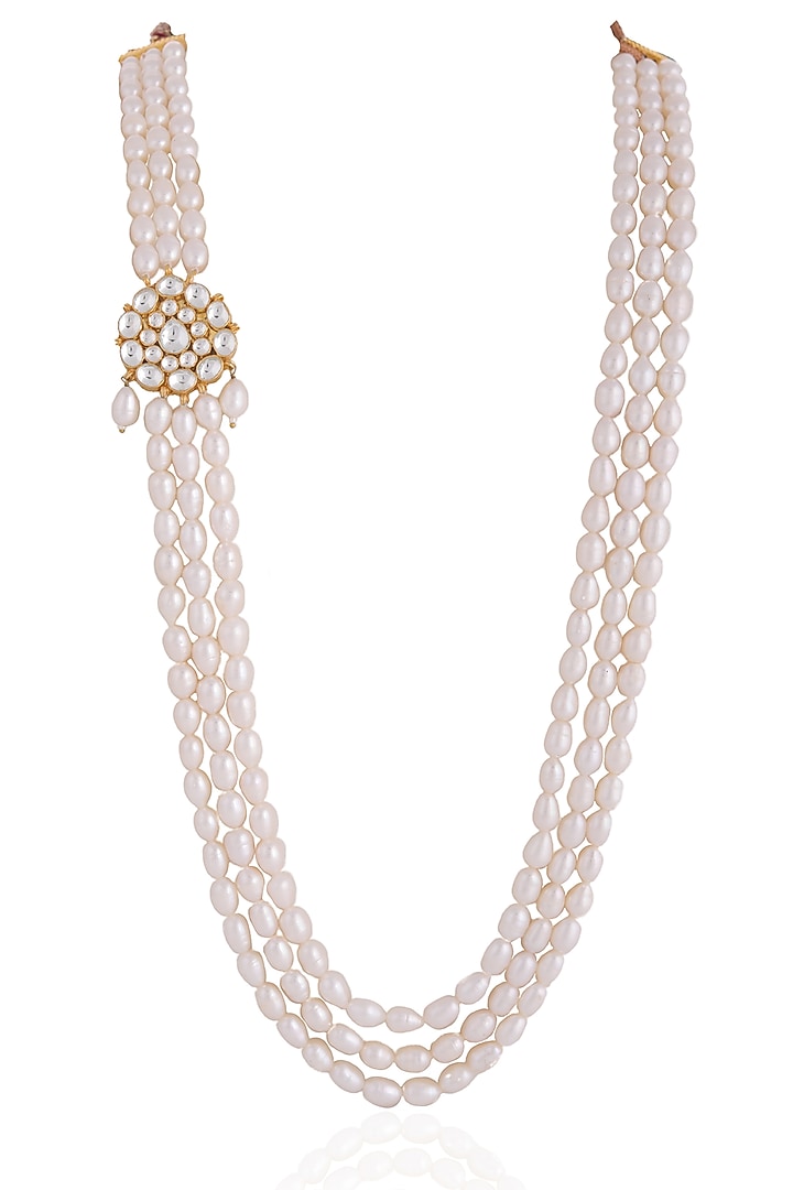 Gold Plated Pearl & Beaded Mala by Riana Jewellery at Pernia's Pop Up Shop
