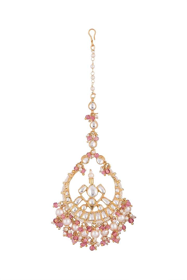 Gold Plated Pearl Maang Tikka by Riana Jewellery at Pernia's Pop Up Shop