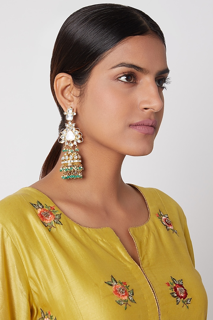Gold Plated Jhumka Earrings by Riana Jewellery