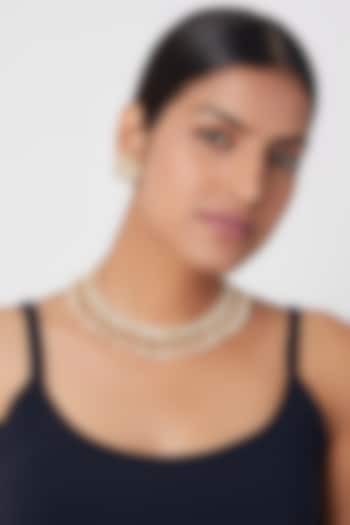 Gold Plated Pearl Necklace Set by Riana Jewellery