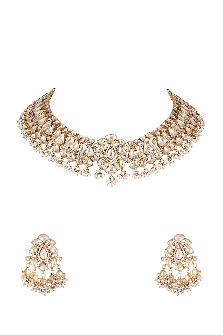 Gold Plated Yellow Stone Necklace Set Design by Riana Jewellery at ...