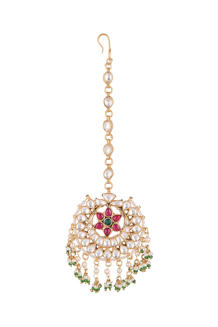 Gold Plated Jadtar Maang Tikka by Riana Jewellery at Pernia's Pop Up Shop