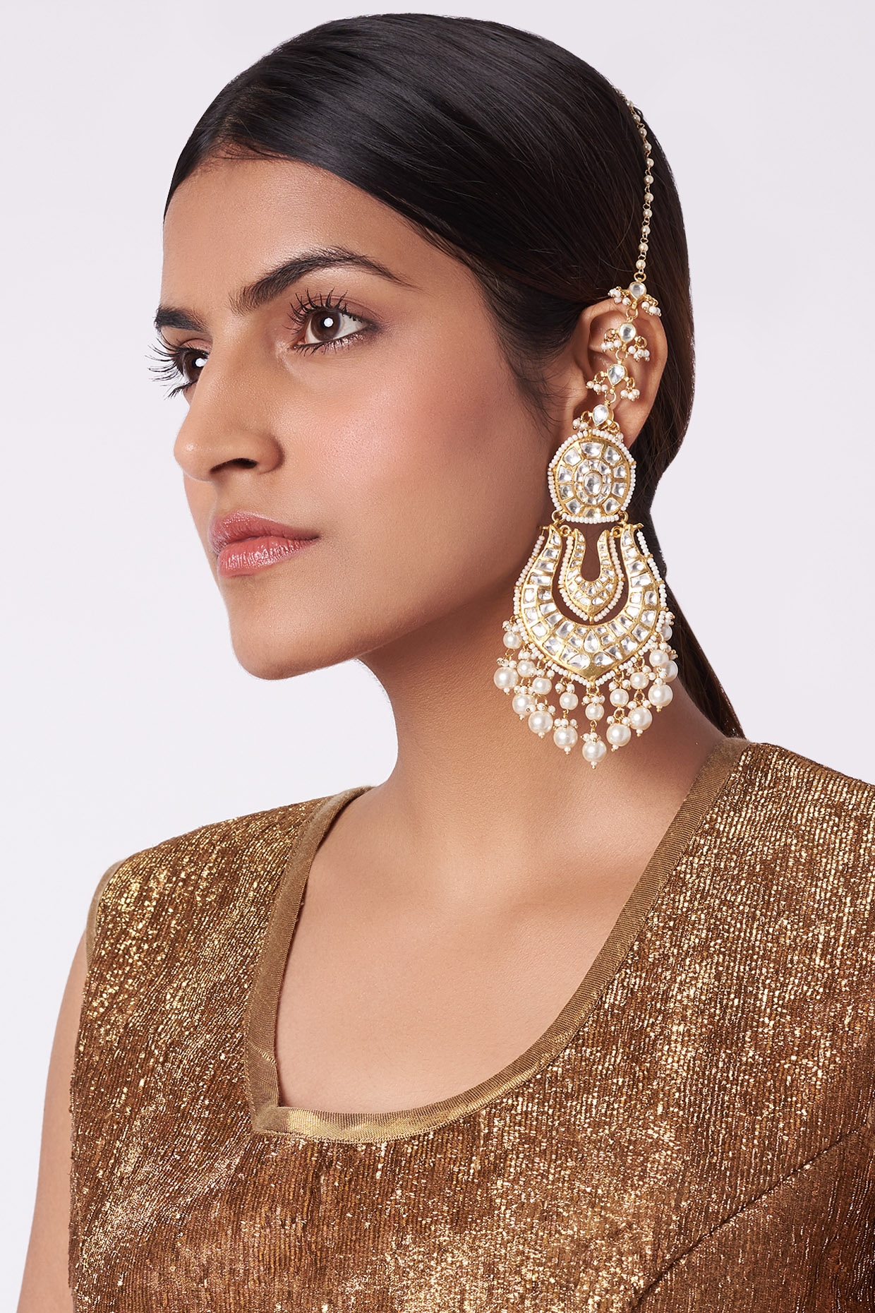 Double piercing earrings connected chain | VIE EN BLEU