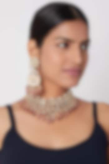 Gold Plated Pink Beads Necklace Set by Riana Jewellery at Pernia's Pop Up Shop