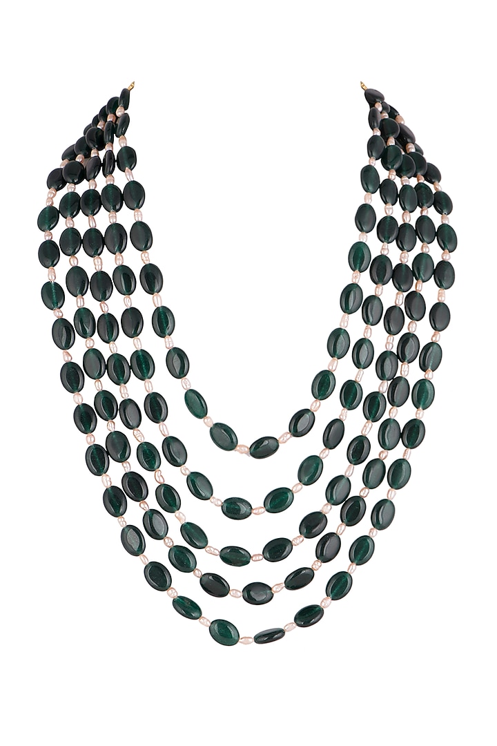 Emerald & Pearl Mala Necklace by Riana Jewellery at Pernia's Pop Up Shop