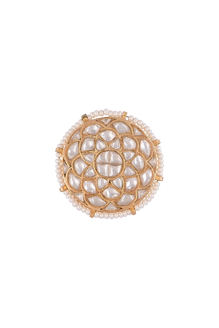 Gold Plated Jadtar Stone Ring by Riana Jewellery at Pernia's Pop Up Shop