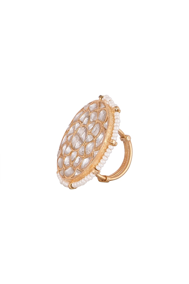 Gold Plated Jadtar Stone Ring by Riana Jewellery at Pernia's Pop Up Shop