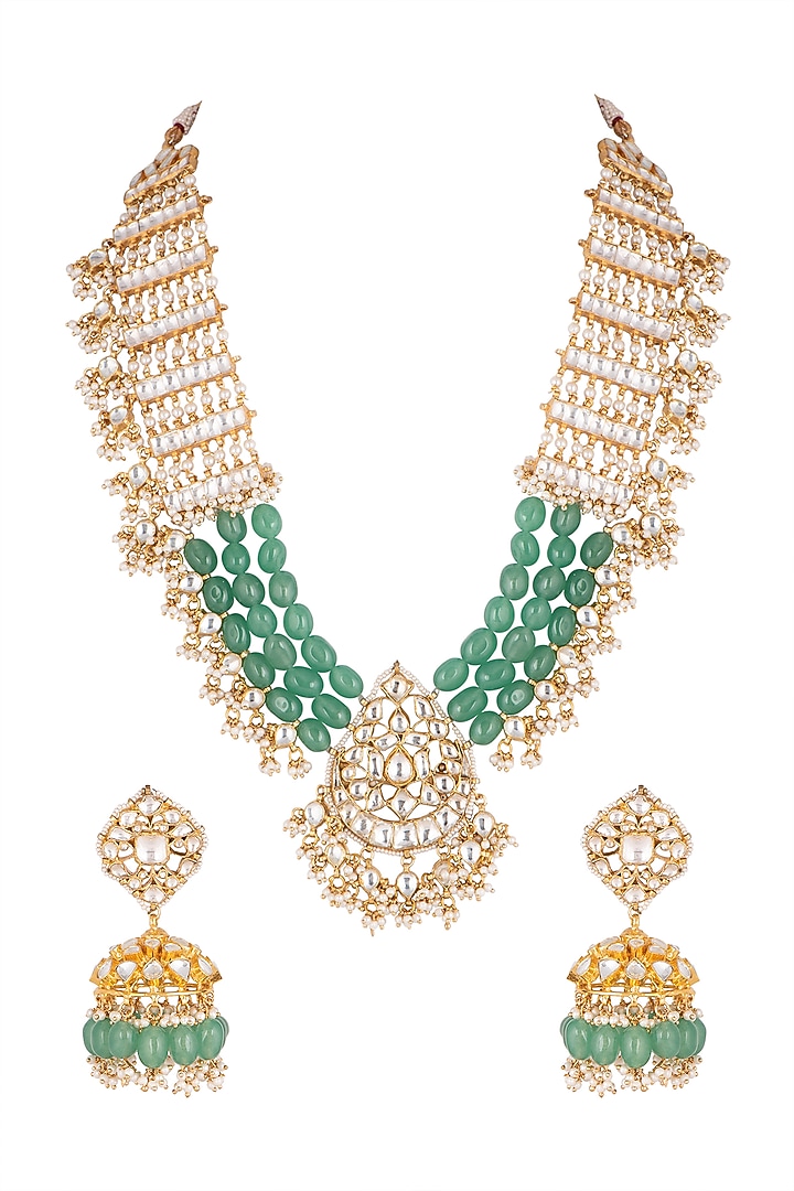 Gold Plated Pearl Necklace Set by Riana Jewellery at Pernia's Pop Up Shop